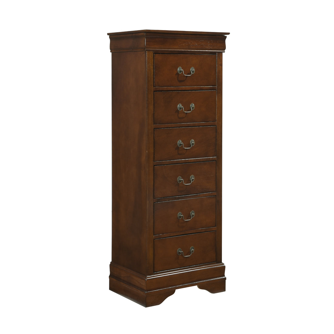 Traditional Design Louis Phillippe Style 1Pc Lingerie Chest Of 7X Drawers Brown Cherry Finish Hidden Drawers Wooden Furniture Brown Mix Drawer 5 Drawers & Above Bedroom Traditional Wood