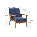 Accent Chairs Set Of 2 With Side Table, Mid Century Modern Accent Chair, Wood And Fabric Armchairs Side Chair, Lounge Reading Comfy Arm Chair For Living Room, Bedroom, Office Navy Linen