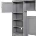 Full Size Wooden Bed With All In One Cabinet And Shelf, Gray Full Gray Solid Wood