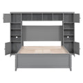 Full Size Wooden Bed With All In One Cabinet And Shelf, Gray Full Gray Solid Wood