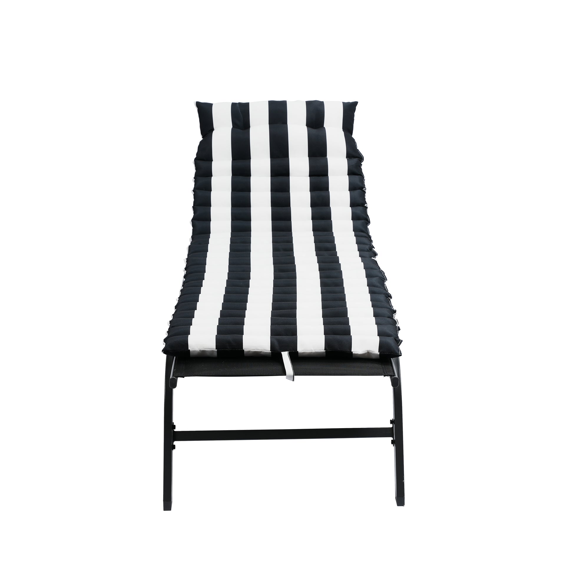 2Pcs Set Outdoor Lounge Chair Cushion Replacement Patio Funiture Seat Cushion Chaise Lounge Cushion Black White Black White Polyester