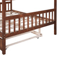 Full Size Wooden House Bed With Twin Size Trundle, Walnut Walnut Solid Wood