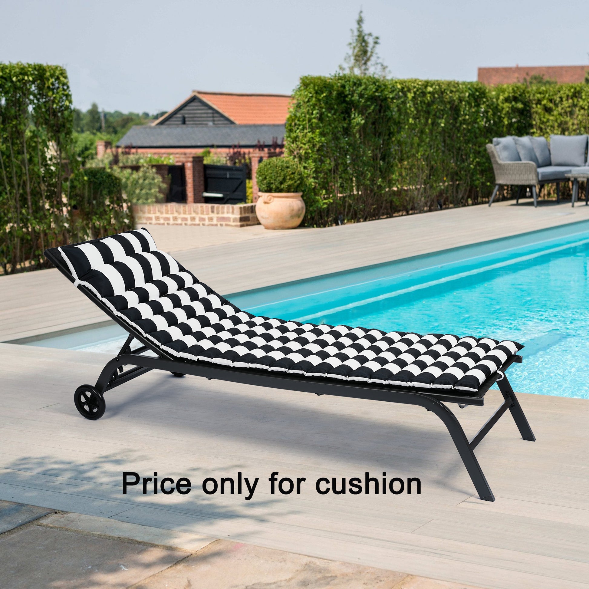 2Pcs Set Outdoor Lounge Chair Cushion Replacement Patio Funiture Seat Cushion Chaise Lounge Cushion Black White Black White Polyester