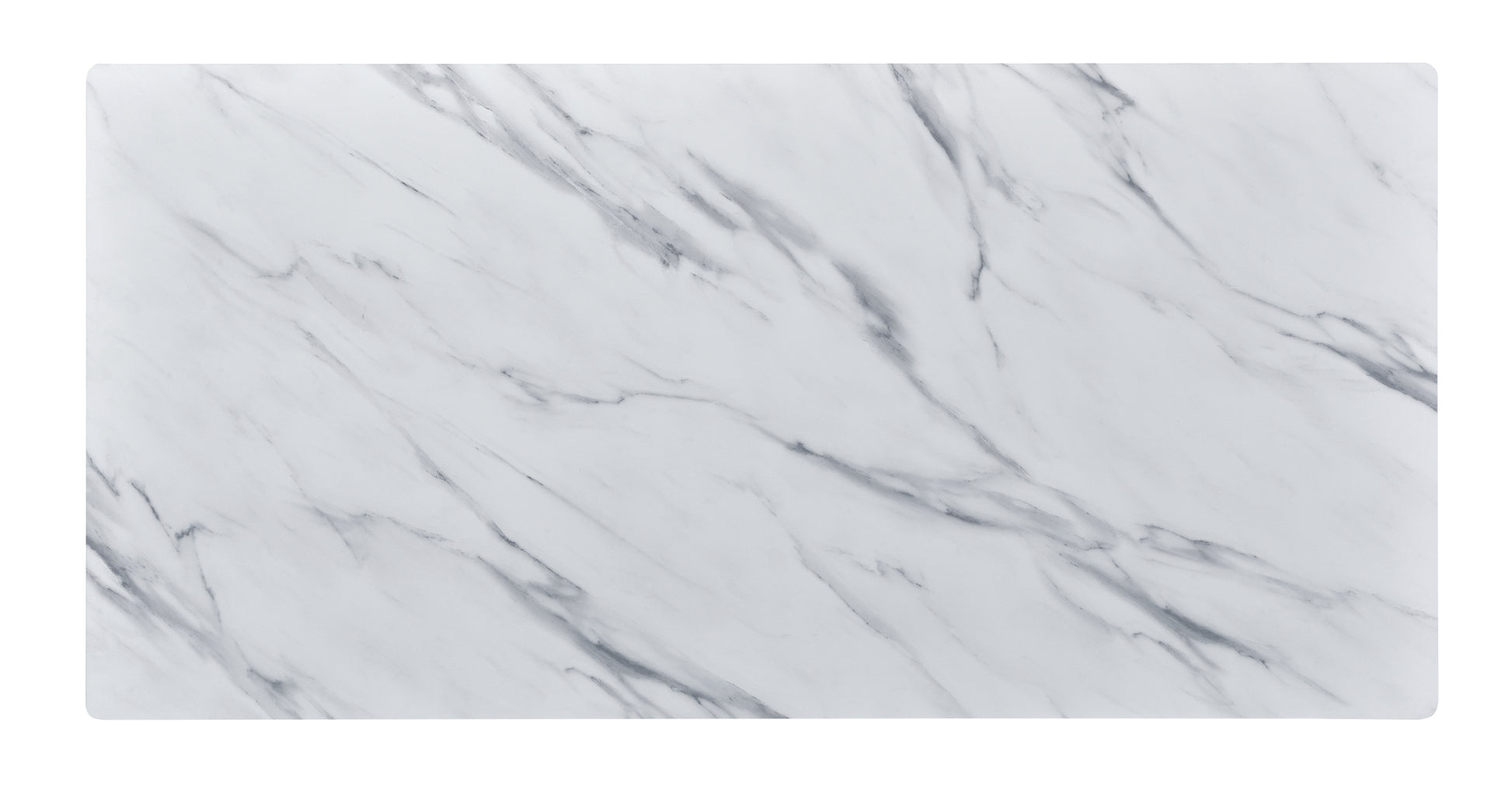 Landon 47" Coffee Table With Glass White Marble Texture Top And Bent Wood Design White Glass