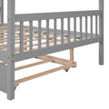 Full Size Wooden House Bed With Twin Size Trundle, Gray Gray Solid Wood