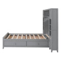 Full Size Wooden Bed With All In One Cabinet And Shelf, Gray Full Gray Solid Wood