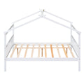 Full Size Wooden House Bed With Twin Size Trundle, White White Solid Wood