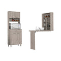 Canyon 4 Door 1 Drawer 2 Piece Kitchen Set, Pantry And Functional Table Light Gray Gray Mdf