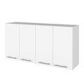 Burlingame 5 Shelf 4 Door 2 Piece Kitchen Set, Kitchen Island And Upper Wall Cabinet White And Light Oak White Mdf