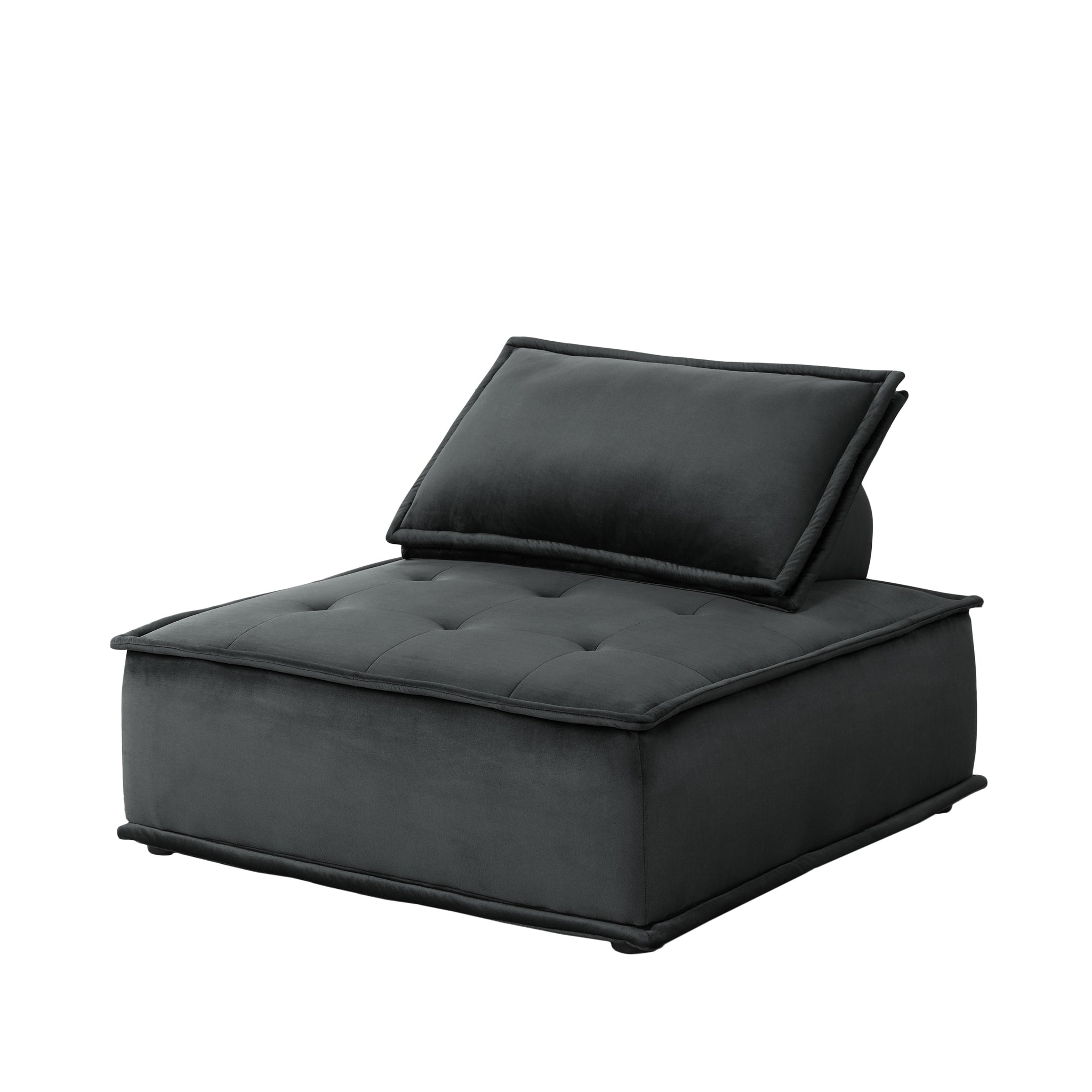 Anna 40" Black Velvet Set Of 2 Armless Lounge Chair Black Velvet