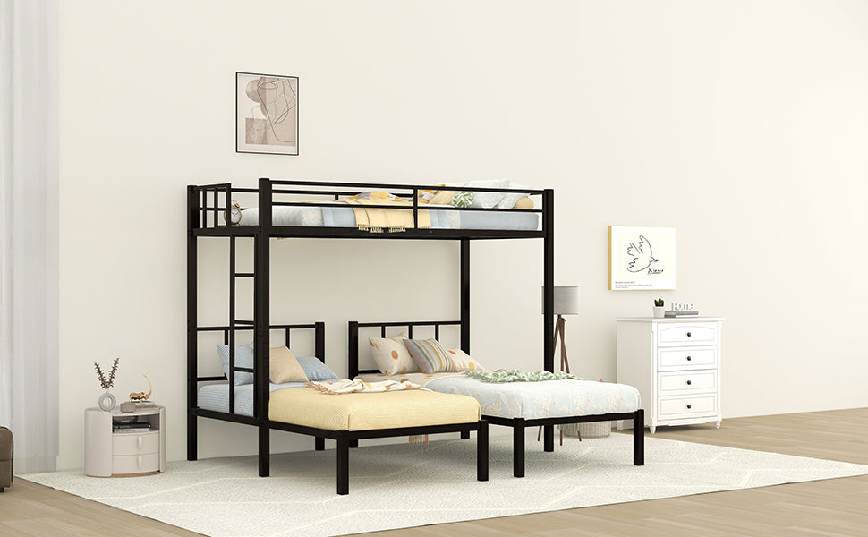 Twin Over Twin & Twin Bunk Beds For 3, Twin Xl Over Twin & Twin Bunk Bed Metal Triple Bunk Bed, Black Pre Sale Date: June 10Th Black Metal