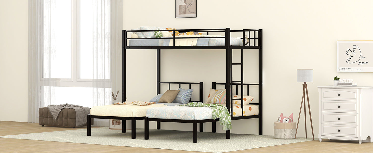 Twin Over Twin & Twin Bunk Beds For 3, Twin Xl Over Twin & Twin Bunk Bed Metal Triple Bunk Bed, Black Pre Sale Date: June 10Th Black Metal