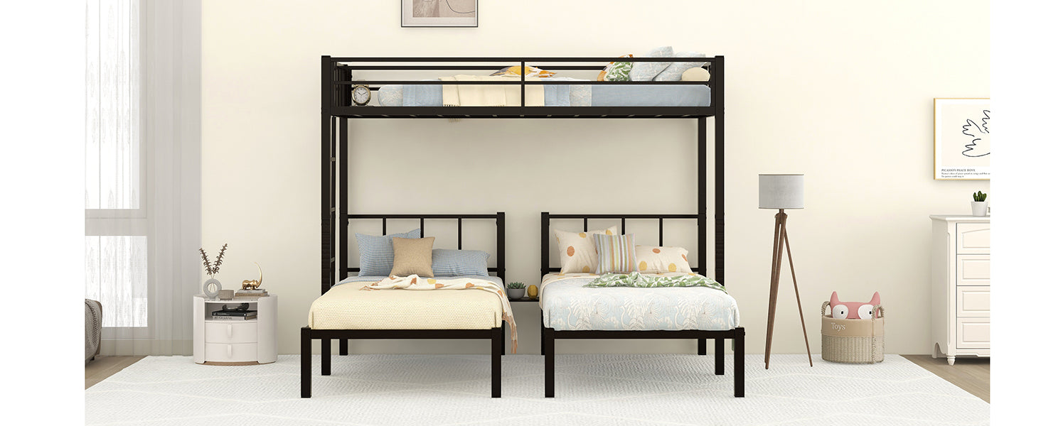 Twin Over Twin & Twin Bunk Beds For 3, Twin Xl Over Twin & Twin Bunk Bed Metal Triple Bunk Bed, Black Pre Sale Date: June 10Th Black Metal