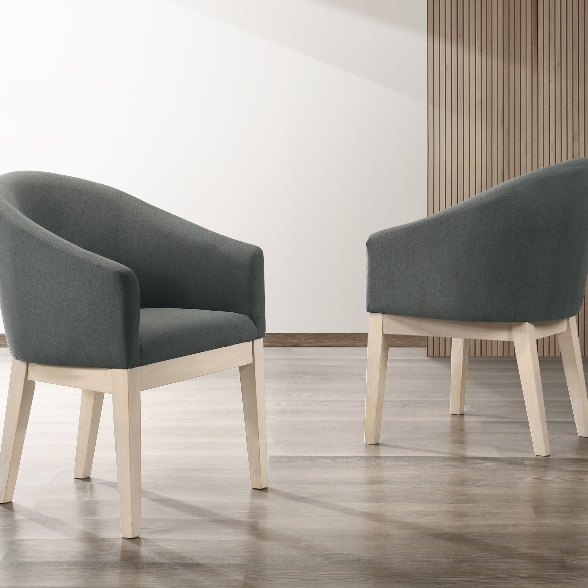 Neroli Set Of 2 Gray Fabric 23" Barrel Accent Chair Gray Fabric