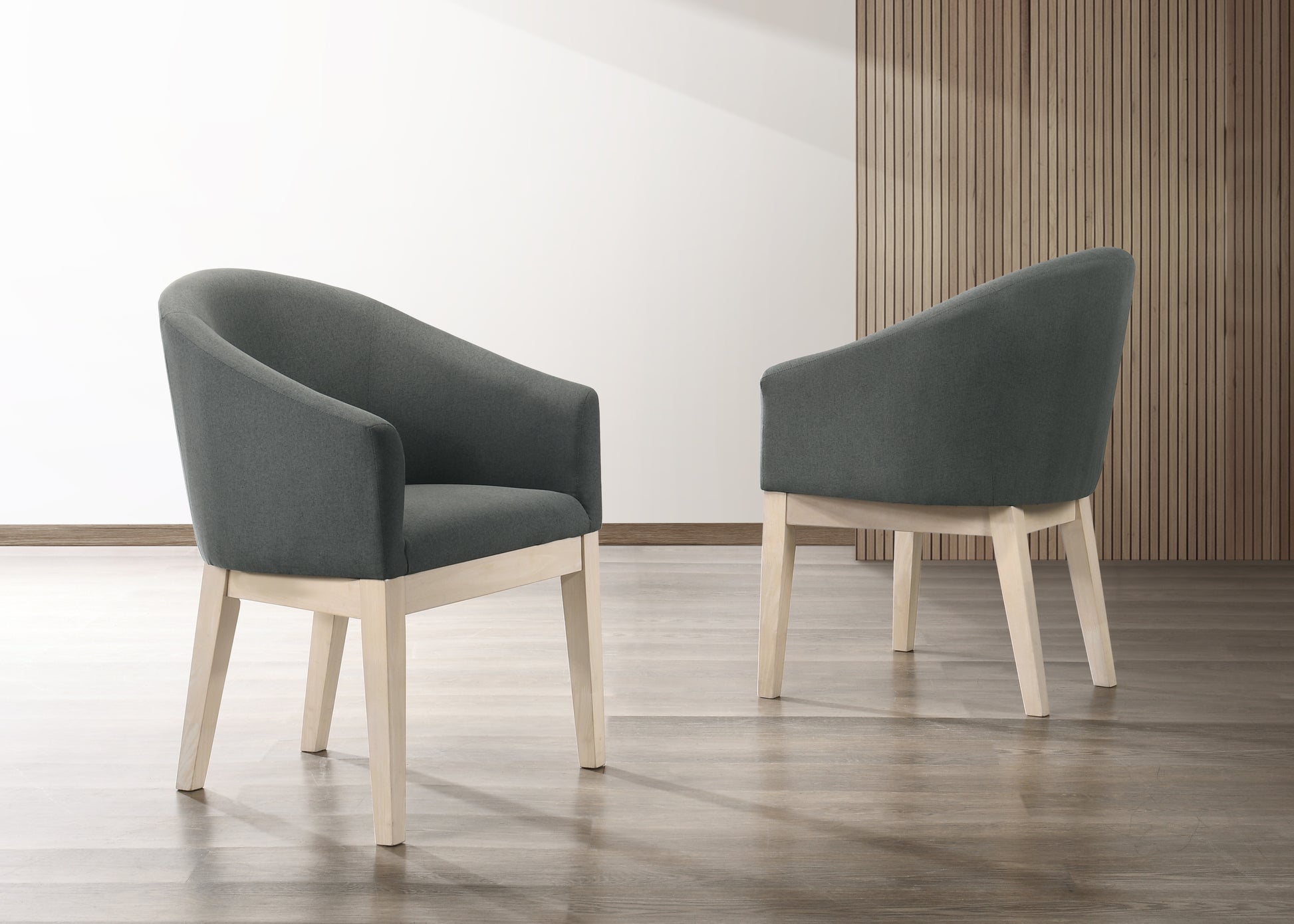 Neroli Set Of 2 Gray Fabric 23" Barrel Accent Chair Gray Fabric