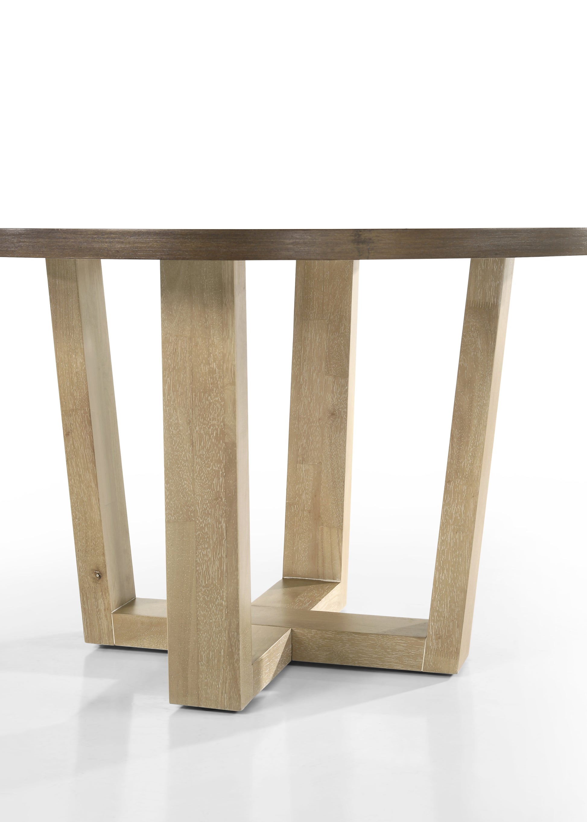 Brutus 47" Vintage Walnut 47" Wide Contemporary Round Dining Table With Wheat Colored Base Walnut Solid Wood Mdf