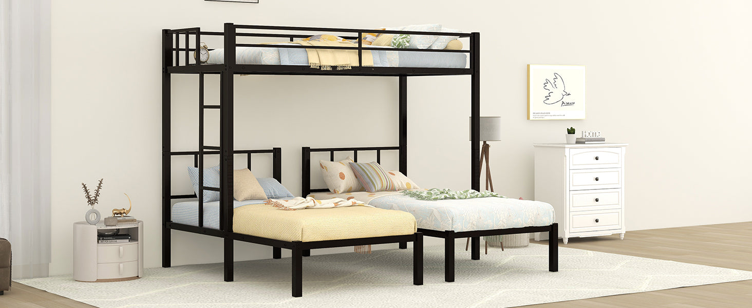 Twin Over Twin & Twin Bunk Beds For 3, Twin Xl Over Twin & Twin Bunk Bed Metal Triple Bunk Bed, Black Pre Sale Date: June 10Th Black Metal