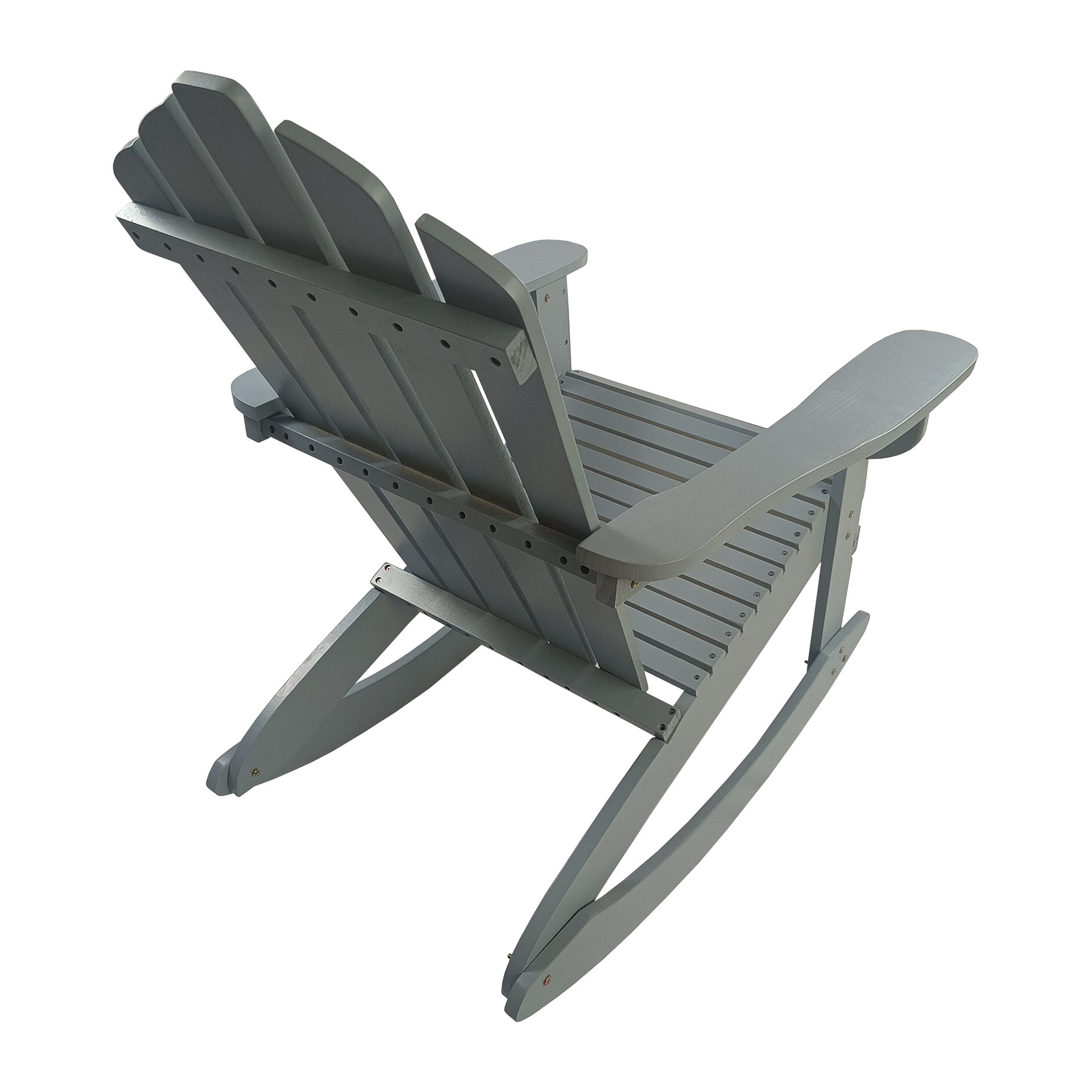 Reclining Wooden Outdoor Rocking Adirondack Chair,Walnut Grey Solid Wood