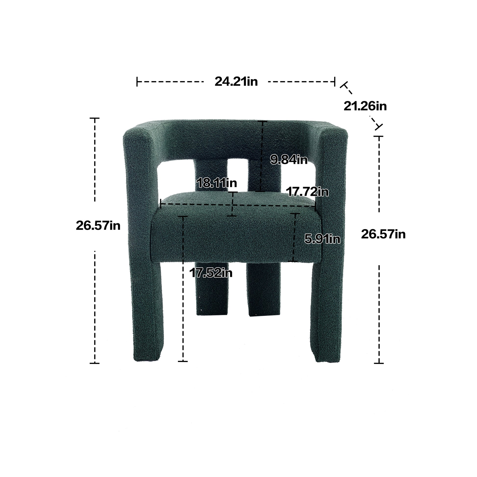 Coolmore Contemporary Designed Fabric Upholstered Accent Dining Chair Barrel Side Chairs Kitchen Armchair For Living Room 2Pc Set Emerald Boucle