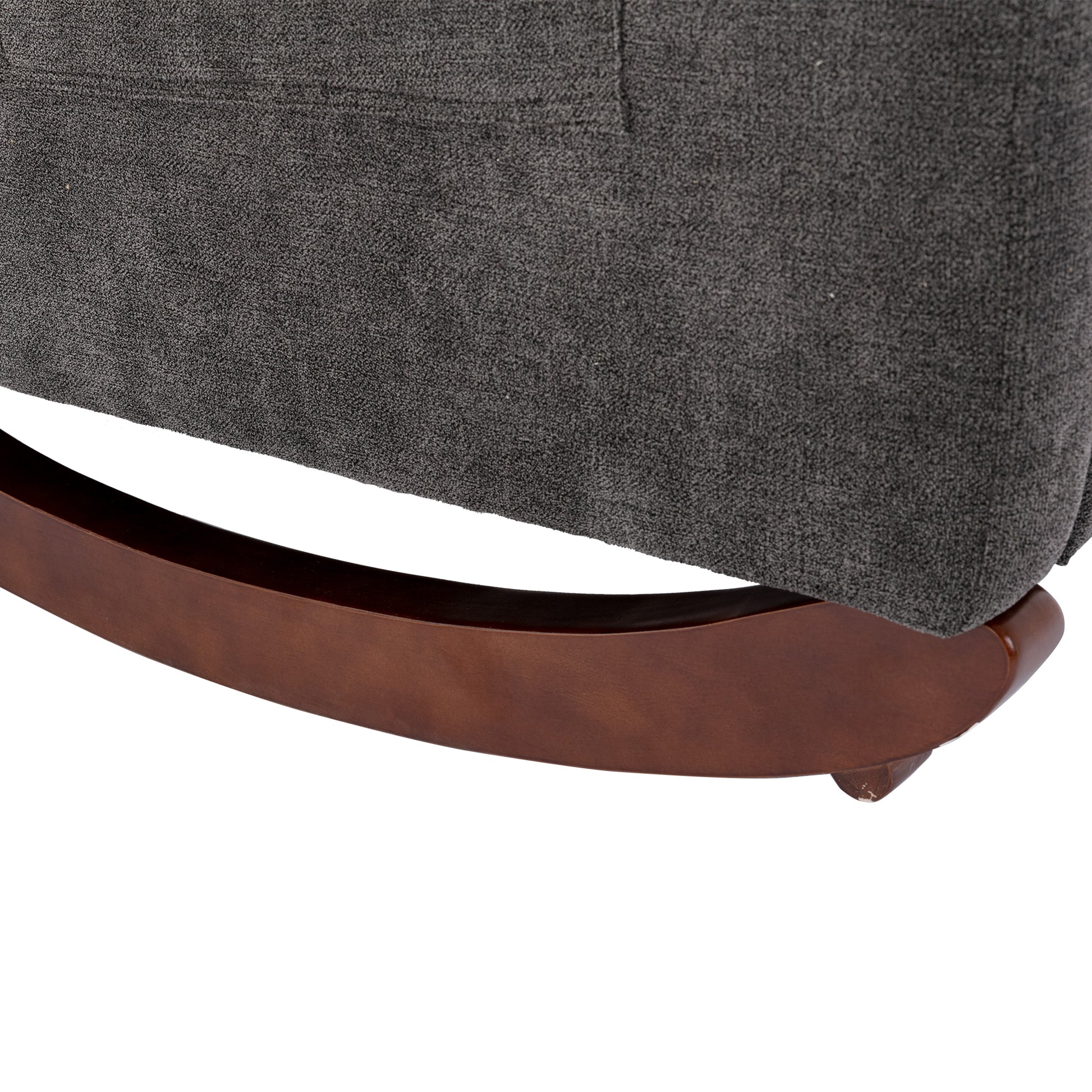 High Back Rocking Chair Nursery Chair .Comfortable Rocker Fabric Padded Seat .Modern High Back Armchair Dark Gray Polyester