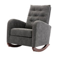 High Back Rocking Chair Nursery Chair .Comfortable Rocker Fabric Padded Seat .Modern High Back Armchair Dark Gray Polyester