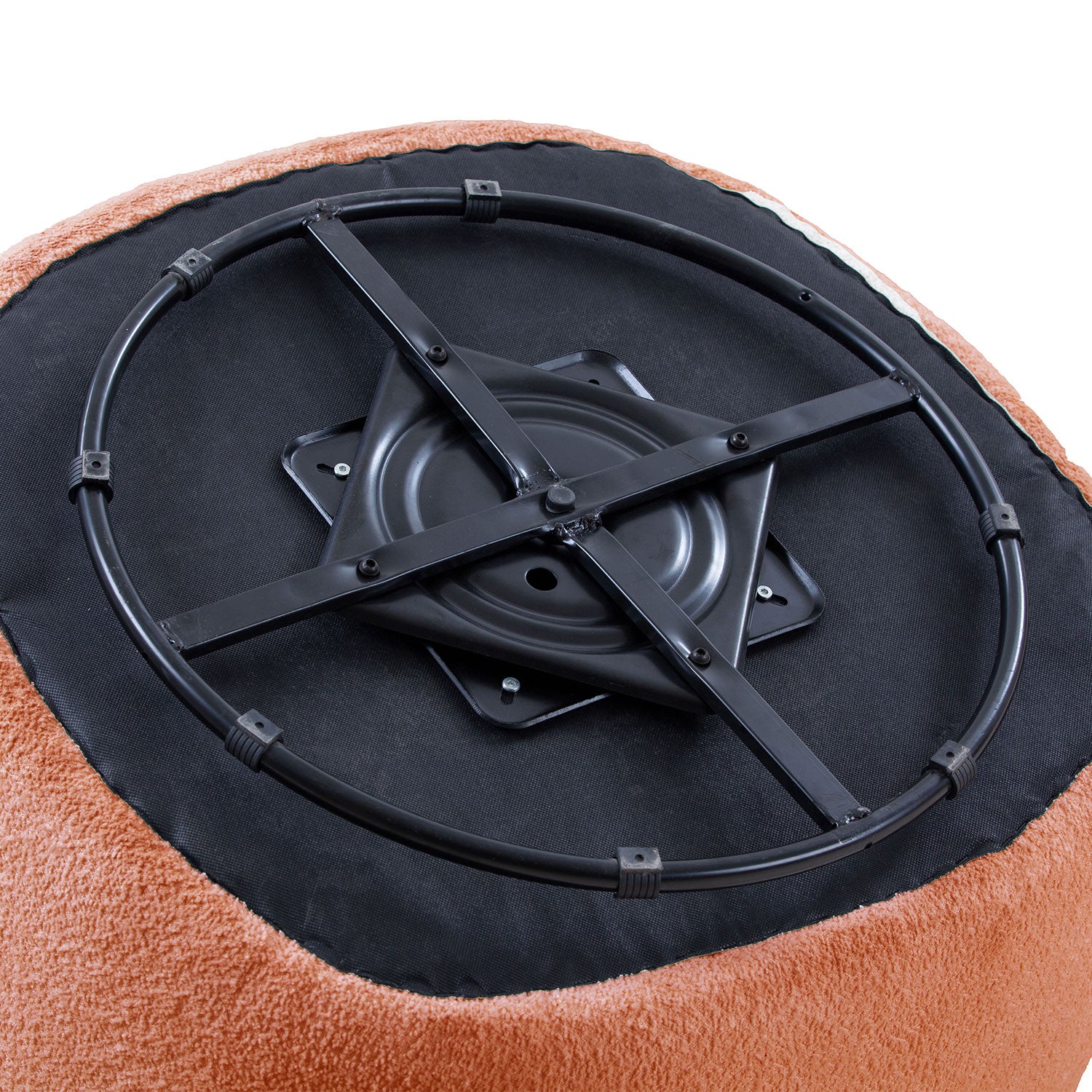 360 Swivel Mid Century Modern Curved Sofa, 1 Seat Cloud Couch Boucle Sofa Fabric Couch, Orange Orange Upholstered 1 Seat