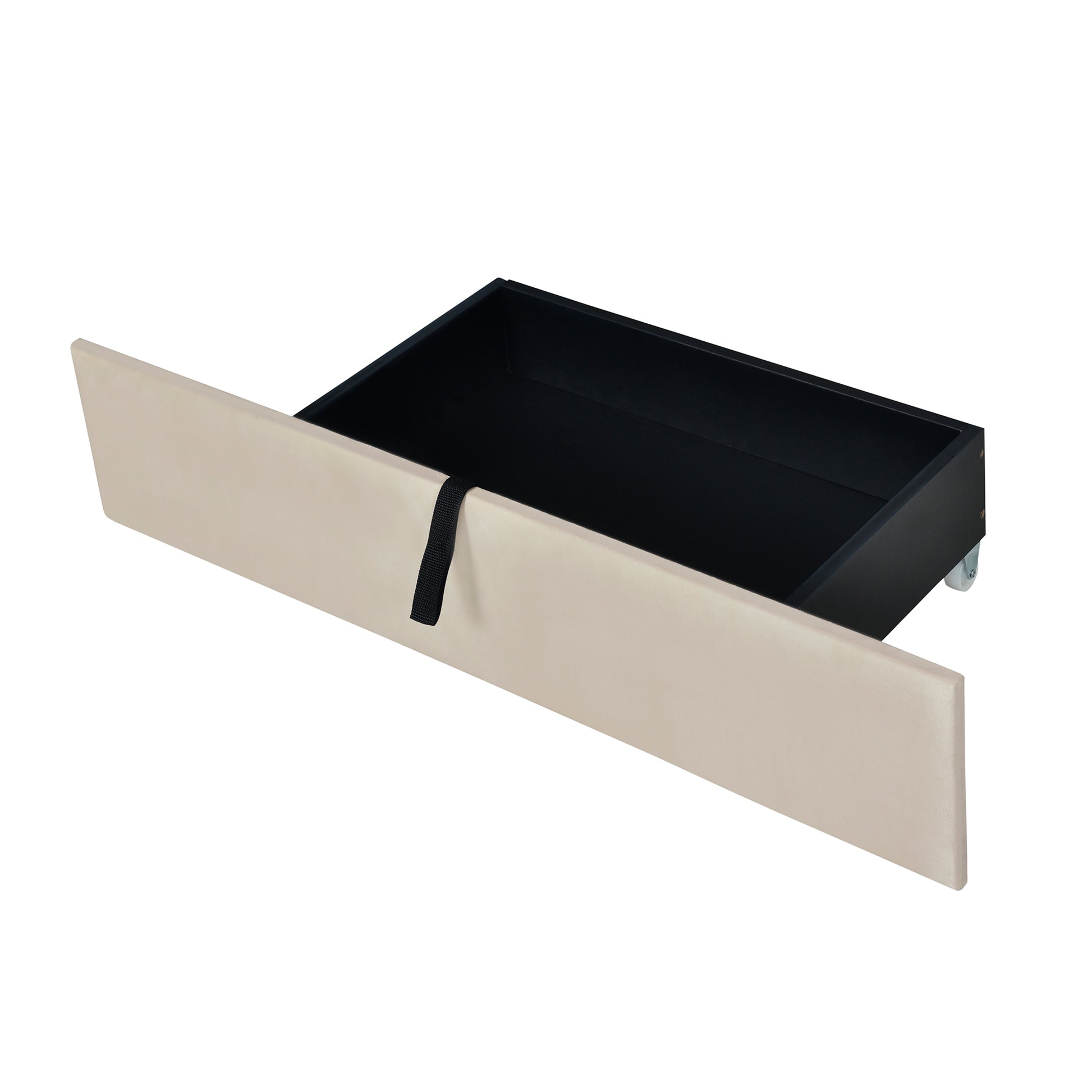 Queen Size Velvet Upholstered Platform Bed With 2 Drawers And 1 Twin Xl Trundle Beige Beige Upholstered