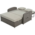 Pe Wicker Rattan Double Chaise Lounge, 2 Person Reclining Daybed With Adjustable Back And Cushions, Free Furniture Protection Cover,Gray Yes Gray Water Resistant Frame Water Resistant Cushion Garden & Outdoor Casual 2 Person Seating Group Foam Rattan