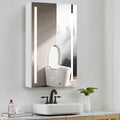 30X20 Inch Led Bathroom Medicine Cabinet Surface Mounted Cabinets With Lighted Mirror White Right Open White Modern Aluminium