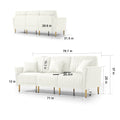 L Shaped Sectional Sofa Couch With Velvet Fabric, Reversible Sectional Sofa Couch For Small Space, Cream Color Cream Foam Velvet