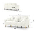 Modern Upholstered Sofa 3 Seater Couches And 2 Set Of 2 Seater Couchses For Living Room Sectional Sofas W Throw Pillows And Gold Metal Legs, Cream Velvet Cream Foam Velvet
