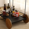 Oak Hotel Restaurant Cart Small Dining Car 30.7 Inches White Rubber And Carbon Steel Materials 30.71Inch Oak Metal & Wood
