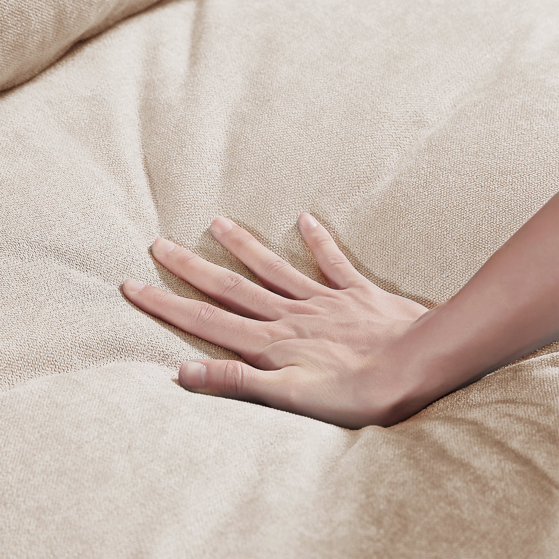 Modern Large L Shape Feather Filled Sectional Sofa, Convertible Sofa Couch With Reversible Chaise For Living Room Beige Chenille 5 Seat