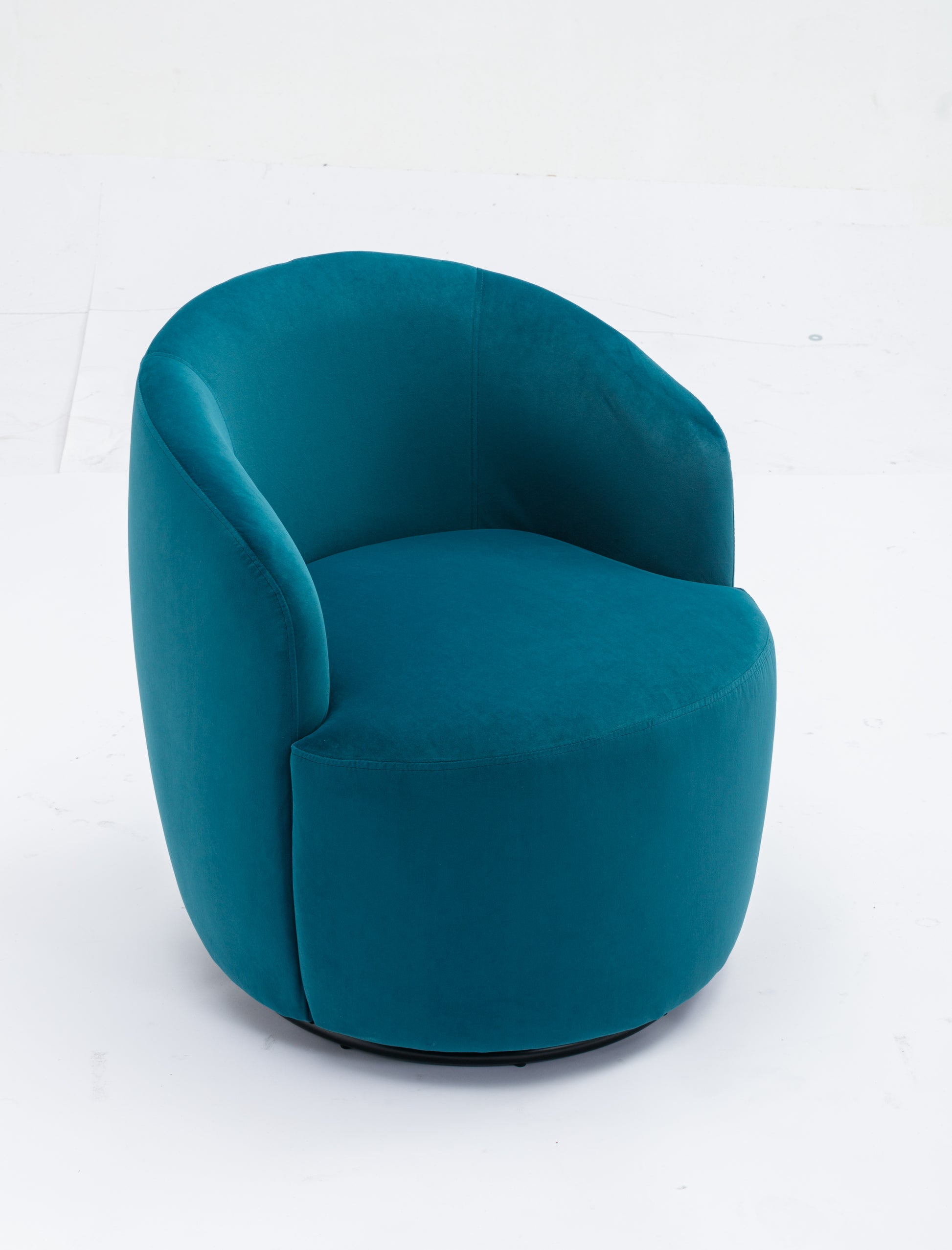 Velvet Fabric Swivel Accent Armchair Barrel Chair With Black Powder Coating Metal Ring,Teal Teal Foam Velvet