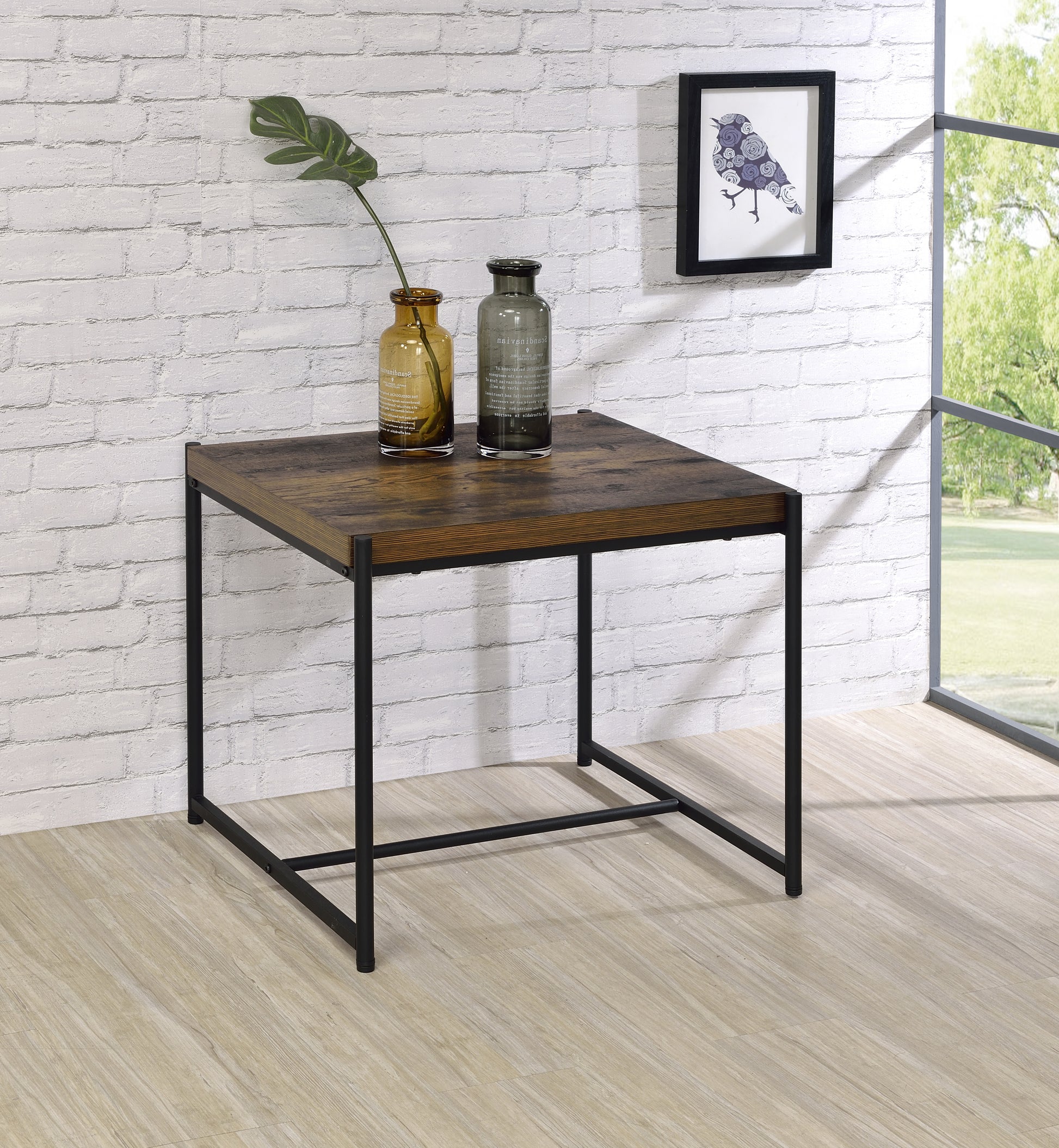 Lennox 3 Piece Brown Coffee And End Table Set Brown Mdf