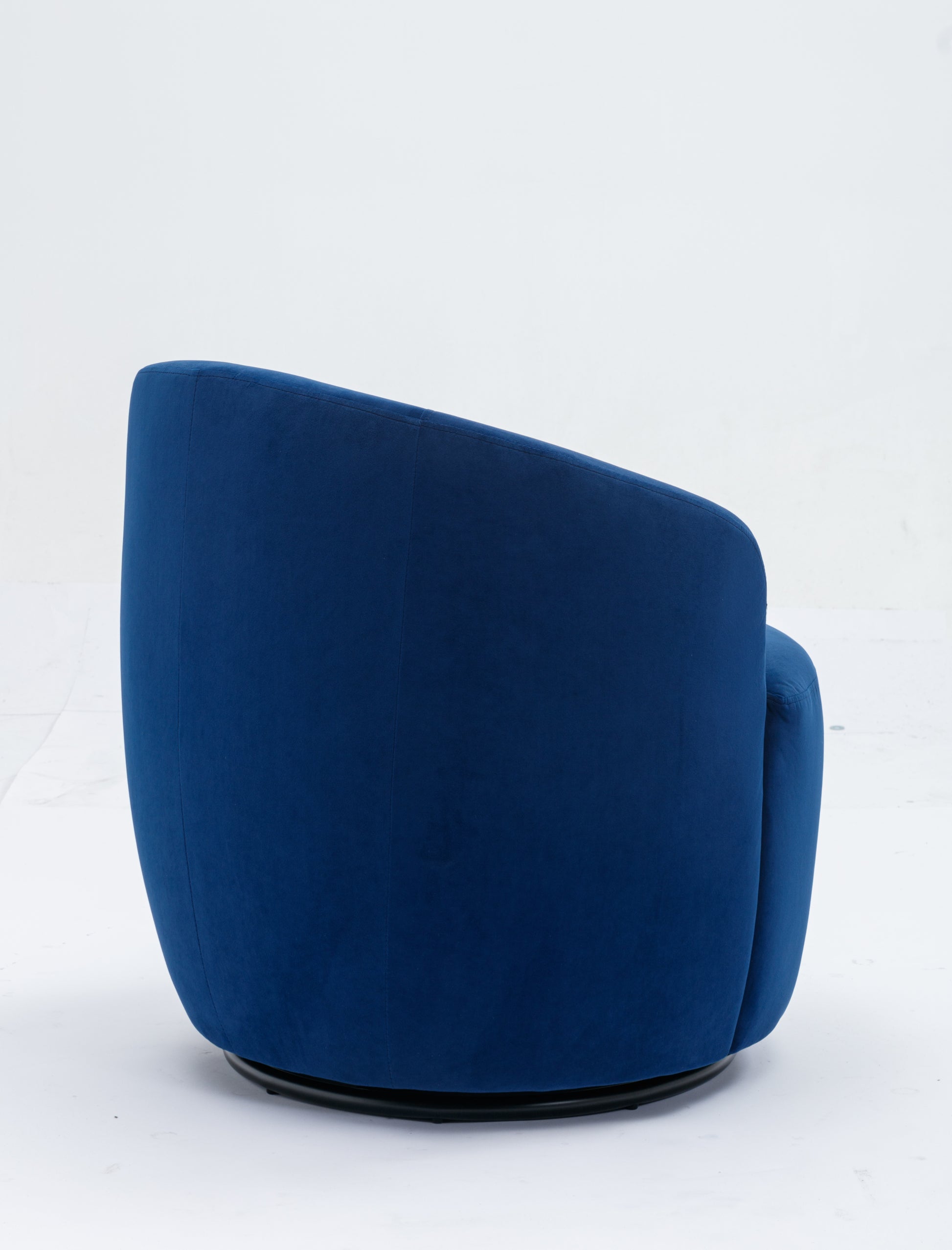 Velvet Fabric Swivel Accent Armchair Barrel Chair With Black Powder Coating Metal Ring,Blue Blue Foam Velvet