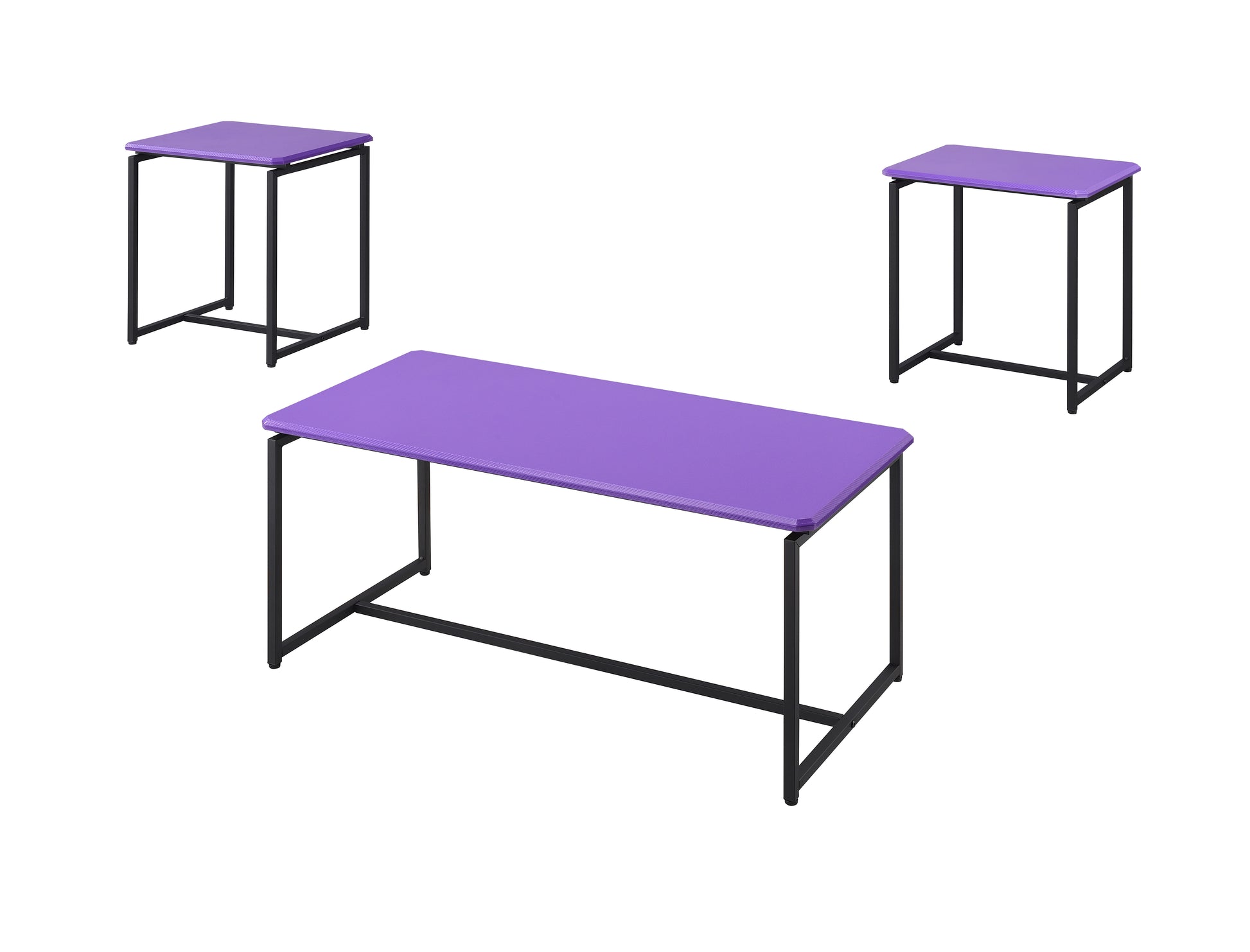 Gt 3 Piece Violet Carbon Fiber Wrap Coffee Table And End Table Set Purple Metal