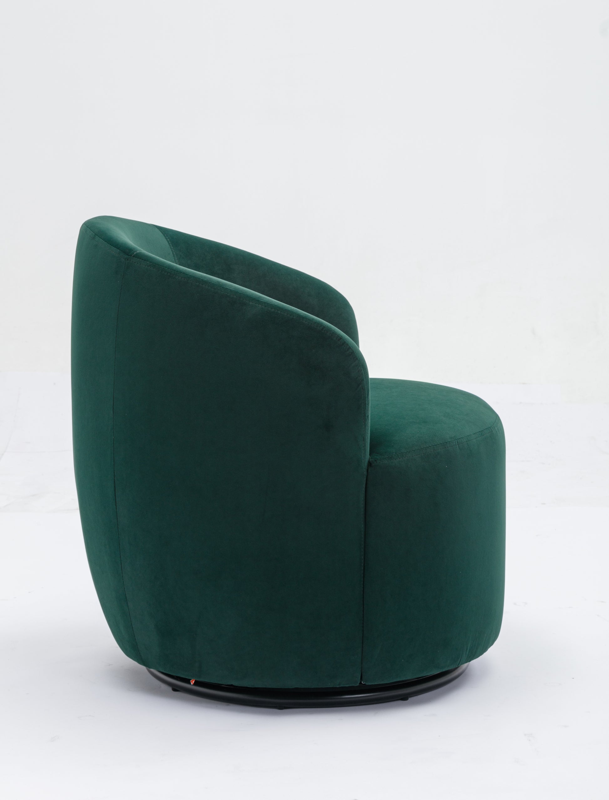 Velvet Fabric Swivel Accent Armchair Barrel Chair With Black Powder Coating Metal Ring,Green Green Foam Velvet