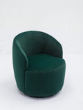 Velvet Fabric Swivel Accent Armchair Barrel Chair With Black Powder Coating Metal Ring,Green Green Foam Velvet