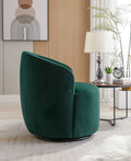 Velvet Fabric Swivel Accent Armchair Barrel Chair With Black Powder Coating Metal Ring,Green Green Foam Velvet