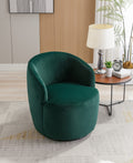 Velvet Fabric Swivel Accent Armchair Barrel Chair With Black Powder Coating Metal Ring,Green Green Foam Velvet
