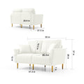 Set Of 2 Couches 2 Piece Cream Velvet Upholstered Living Room Sofa Set, Including 2 Seater Sofa And Loveseat With Four Throw Pillows And Metal Legs Cream Foam Velvet