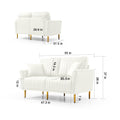 Living Room Sofa Set Of 3, Loveseat Sofa Couch And Comfy Accent Arm Chair W Pillows, Metal Legs, Upholstered Modern Furniture For Bedroom, Office, Small Space, Apartment Cream White Cream Foam Velvet