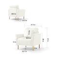 Living Room Sofa Set Of 3, Loveseat Sofa Couch And Comfy Accent Arm Chair W Pillows, Metal Legs, Upholstered Modern Furniture For Bedroom, Office, Small Space, Apartment Cream White Cream Foam Velvet