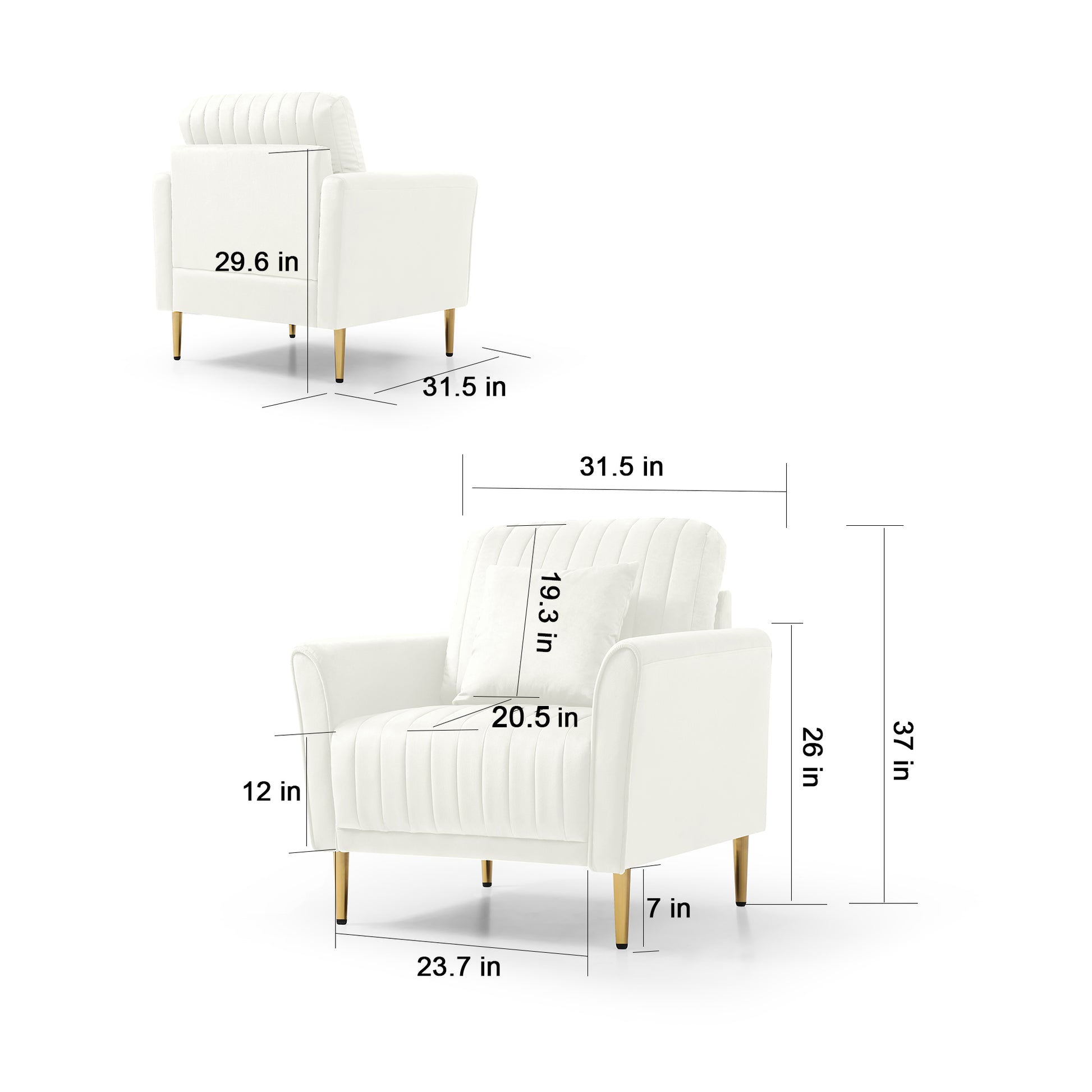 Living Room Sofa Set Of 3, Loveseat Sofa Couch And Comfy Accent Arm Chair W Pillows, Metal Legs, Upholstered Modern Furniture For Bedroom, Office, Small Space, Apartment Cream White Cream Foam Velvet