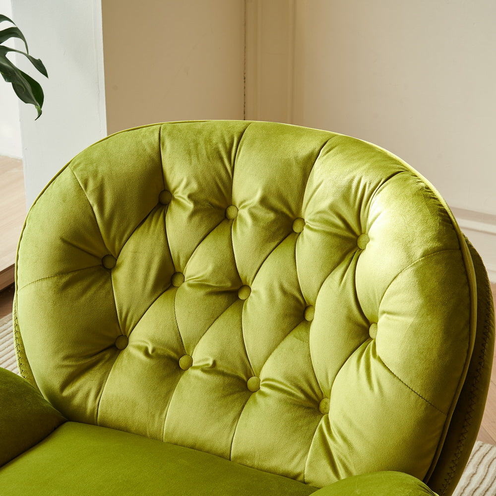 Swivel Leisure Chair Lounge Chair Velvet Apple Green Color With Ottoman Green Velvet