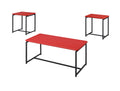 Gt 3 Piece Red Carbon Fiber Wrap Coffee Table And End Table Set Red Metal