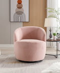 Velvet Fabric Swivel Accent Armchair Barrel Chair With Black Powder Coating Metal Ring,Pink Pink Foam Velvet