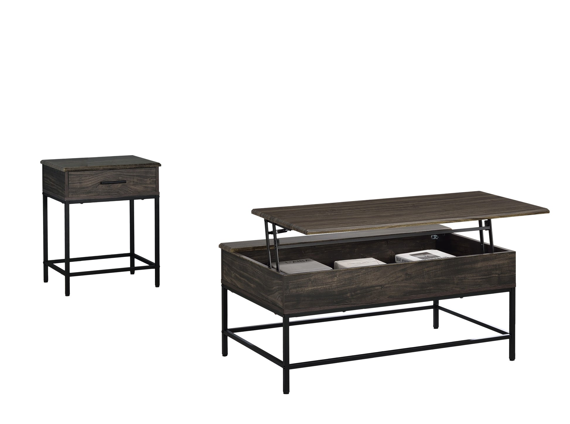 Cliff 2 Piece Brown Lift Top Coffee And End Table Set Brown Mdf