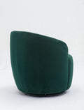 Velvet Fabric Swivel Accent Armchair Barrel Chair With Black Powder Coating Metal Ring,Green Green Foam Velvet